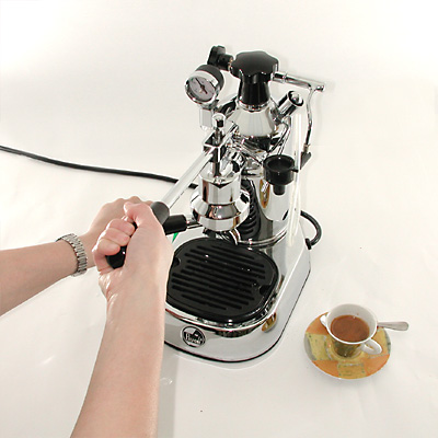 La Pavoni Europiccola Lever Espresso Machine; Chrome, Black Base