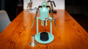 Cafelat Robot manual espresso machine in green.