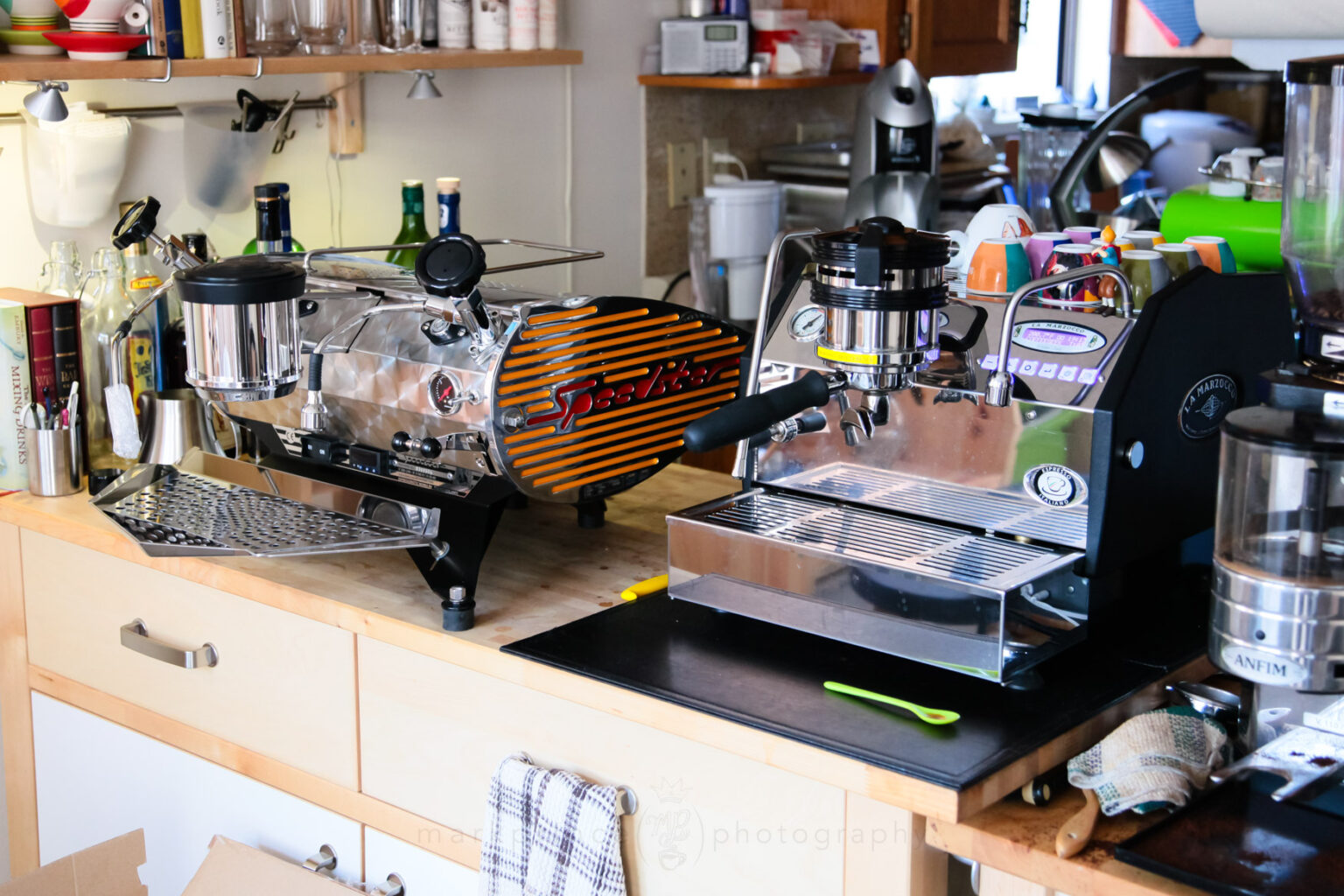 The Speedster next to a La Marzocco GS3