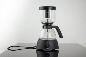 The Hario Electric Coffee Siphon (ECS) fully assembled and ready to brew.