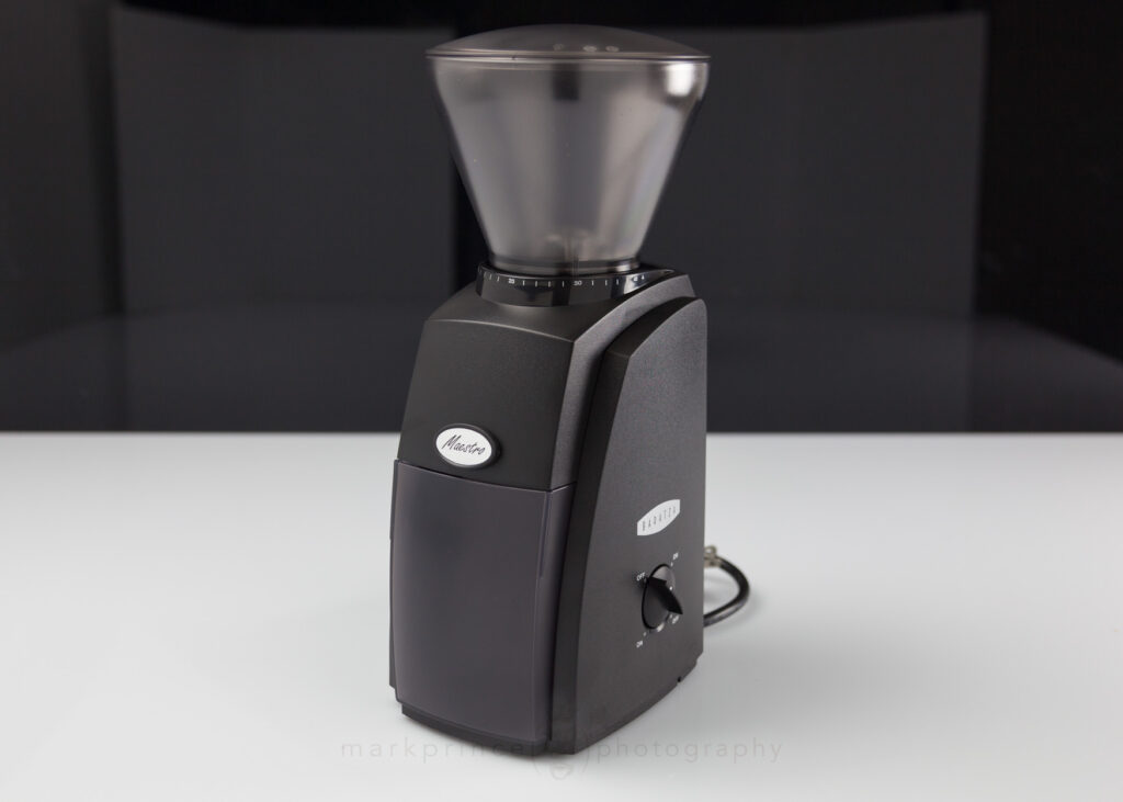 The original Baratza Maestro grinder, from 2005. Eventually, Baratza updated this to include a better motor, better gear system and burrs, and a pulse button up front, and called it the Encore.