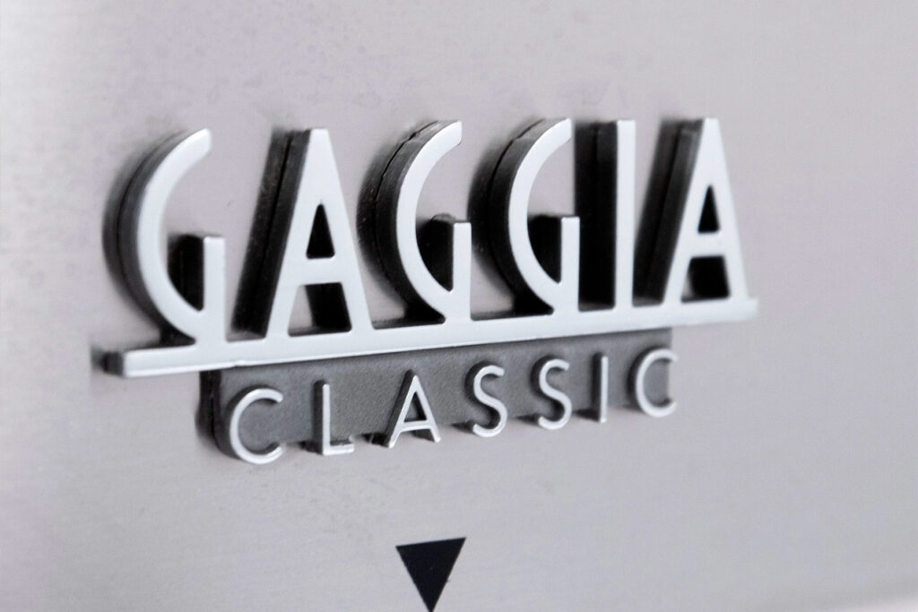 Bringing back the 1950s logo, the new branding on the Gaggia Classic Pro