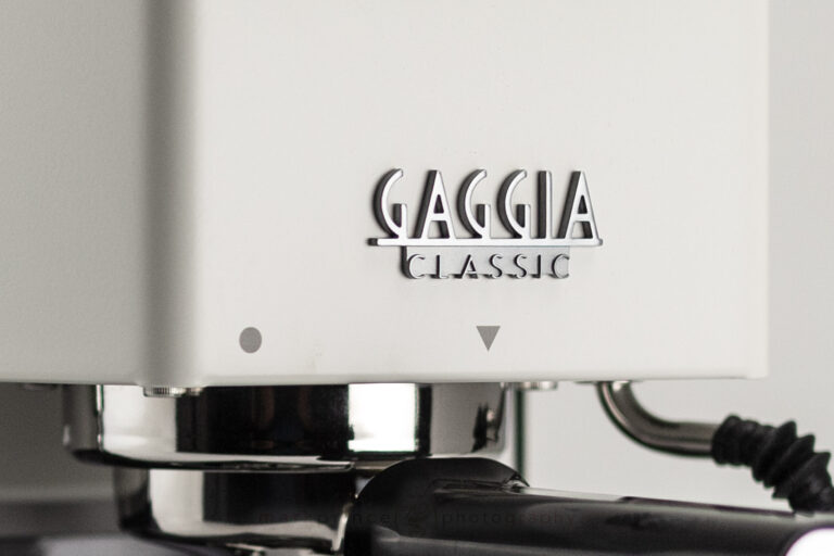 The brand and logo on the Gaggia Classic